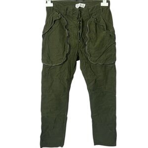 Faith Connexion Cargo Skinny Ankle Jogger Pants in Olive Green XS Micro Corduroy